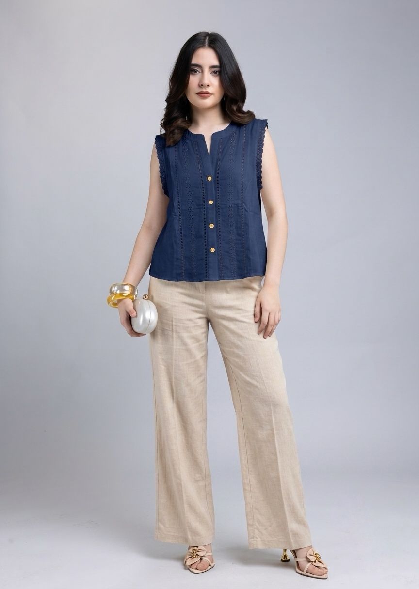 Blusa Sin Mangas con Detalle