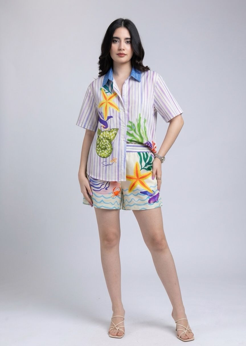 Set Camisa y Short Estampado Verano Vibrante