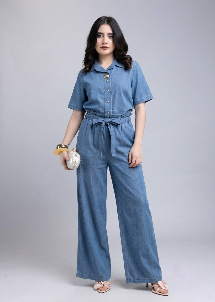 Set Denim Botones Dorados