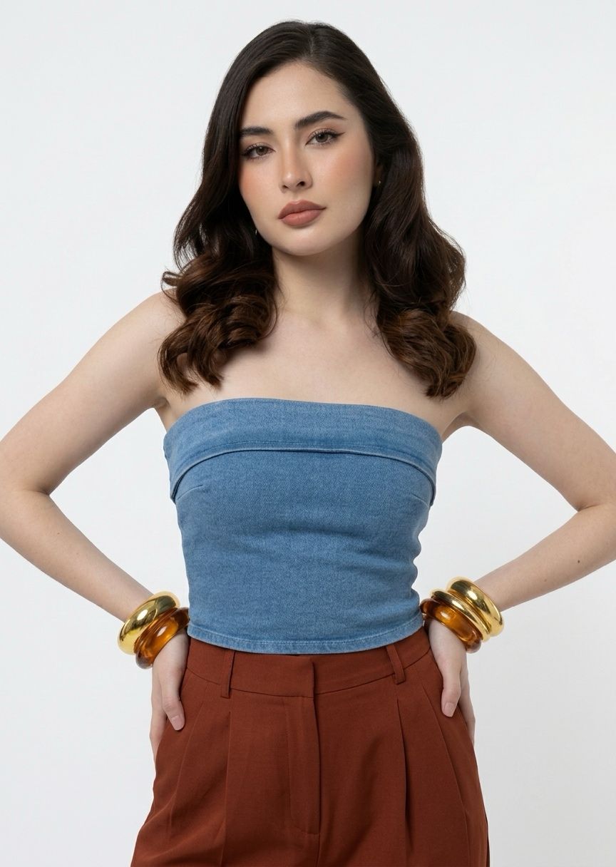 Strapless Denim Top