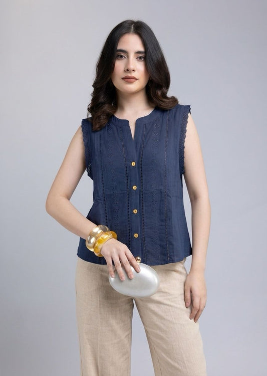 Sleeveless Blouse with Detail