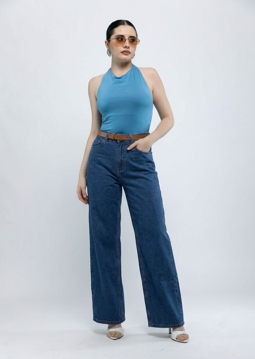 Wide Leg Jeans with Belt