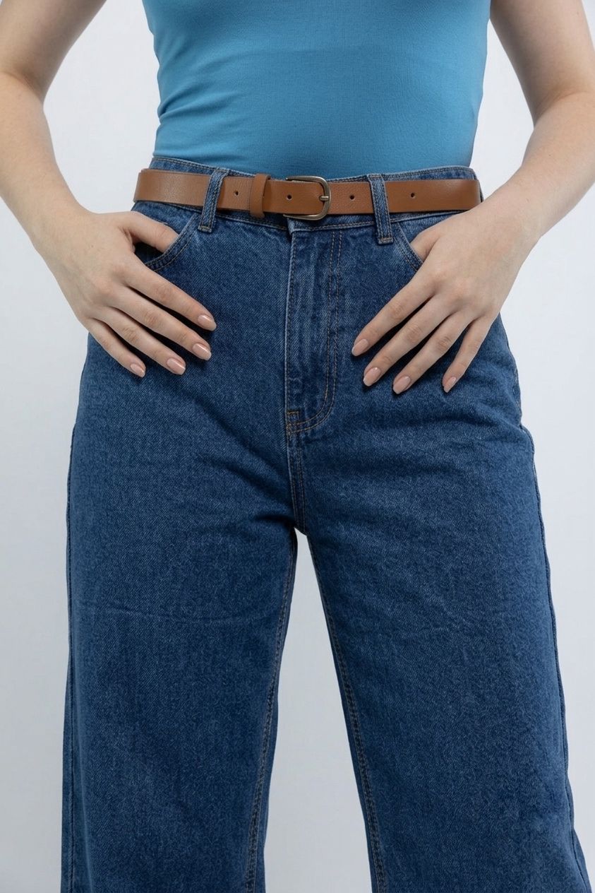 Wide Leg Jeans with Belt
