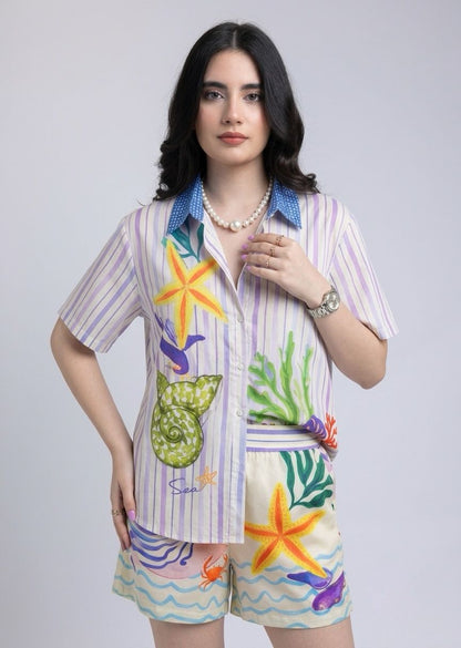 Set Camisa y Short Estampado Verano Vibrante