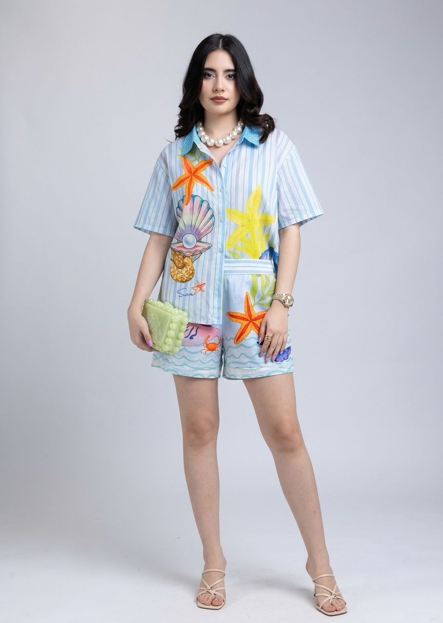 Set Camisa y Short Estampado Verano Vibrante