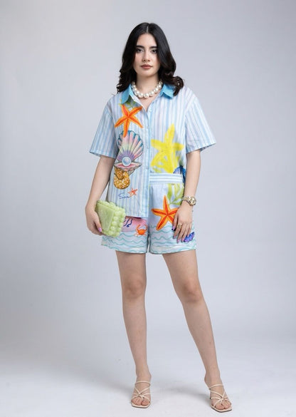 Set Camisa y Short Estampado Verano Vibrante