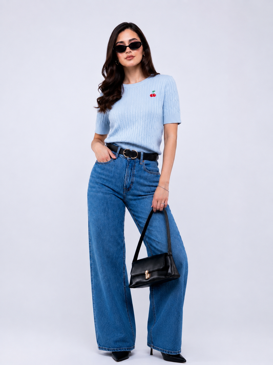 Blusa Tejida con Detalle de Cereza