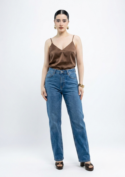 Blusa Satinada Cuello V