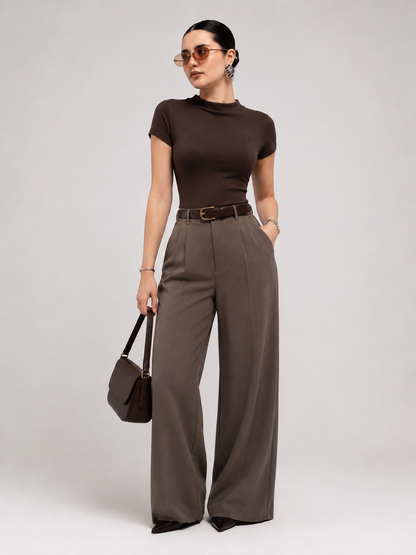 Blusa de Manga Corta con Cuello Redondo