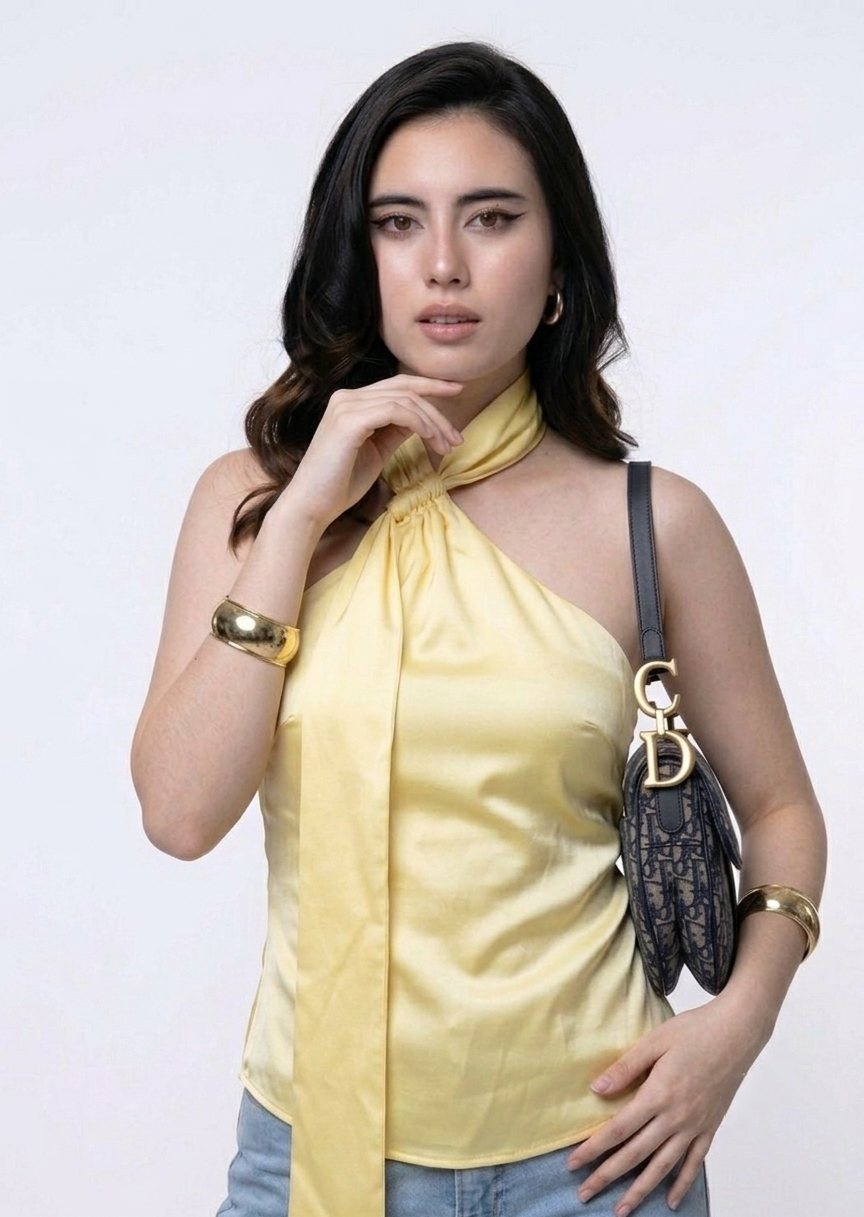 Blusa Satín un Hombro