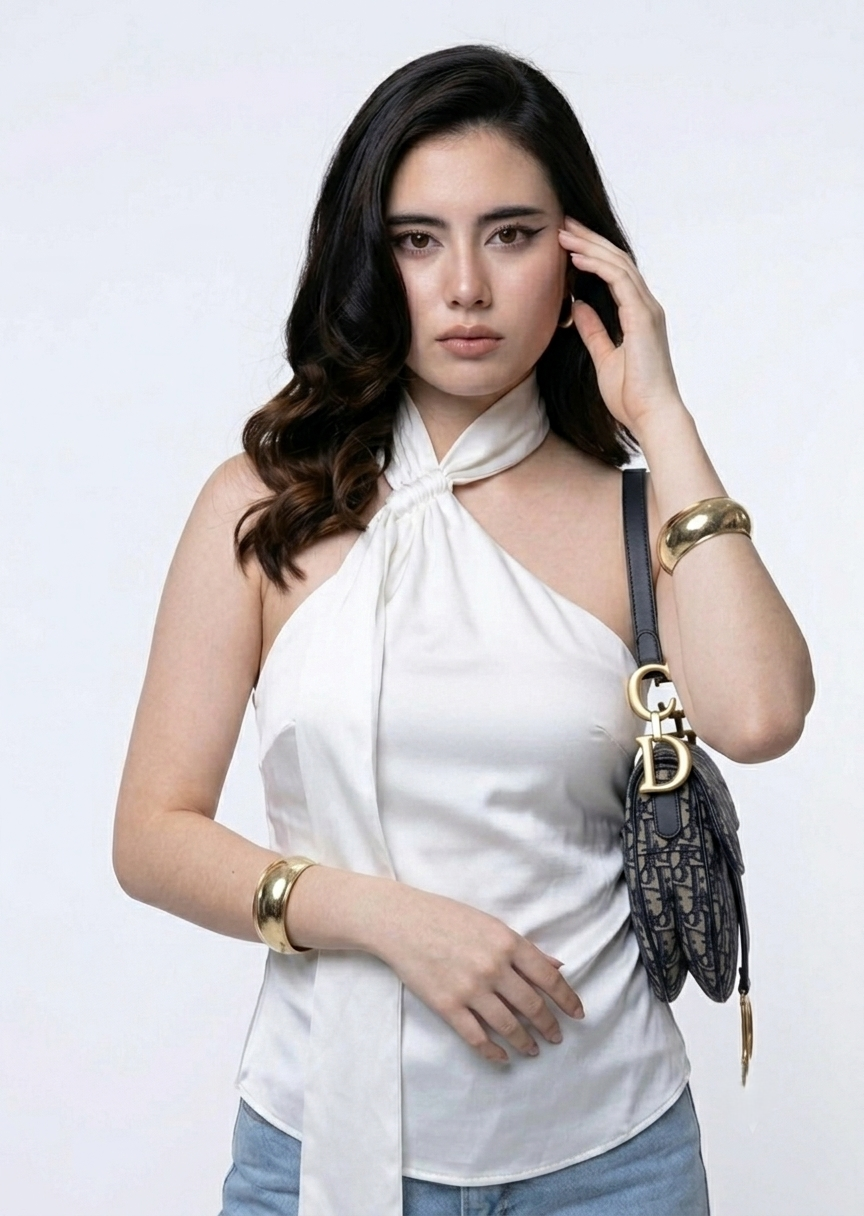 Blusa Satín un Hombro