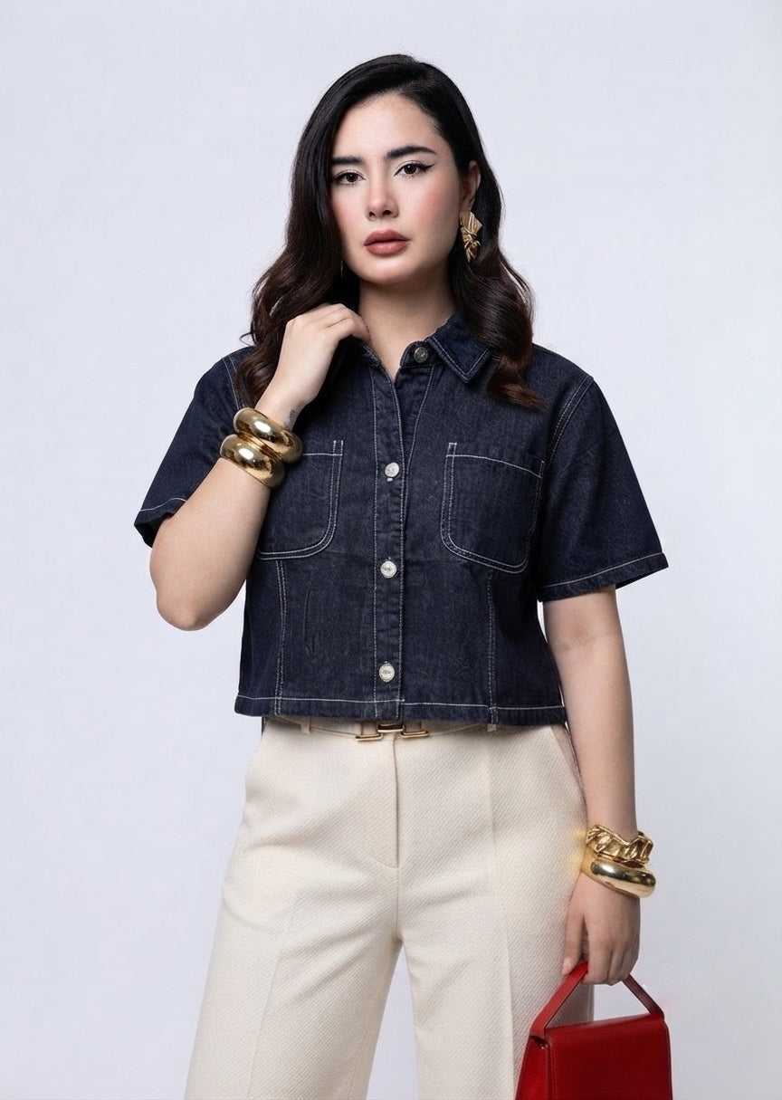 Denim Crop Shirt