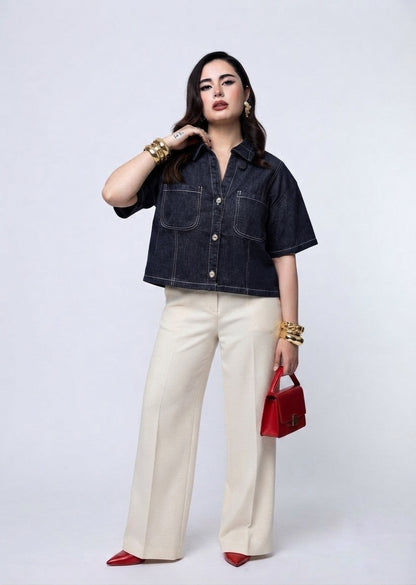 Denim Crop Shirt