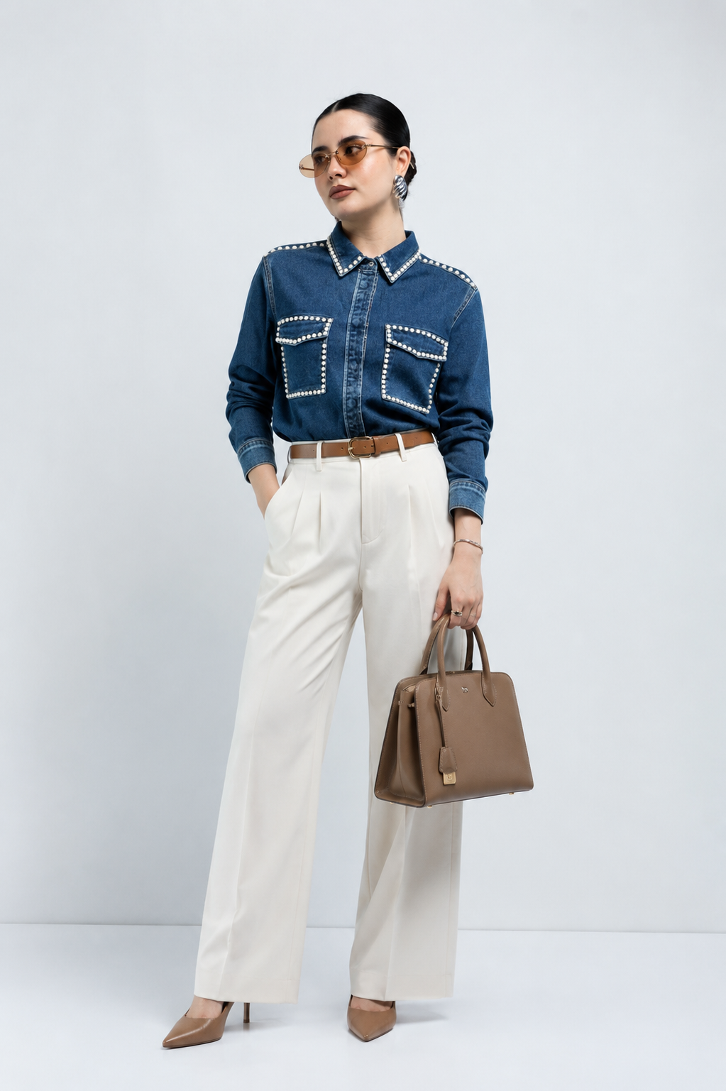 Camisa Denim Perlas