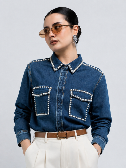 Camisa Denim Perlas