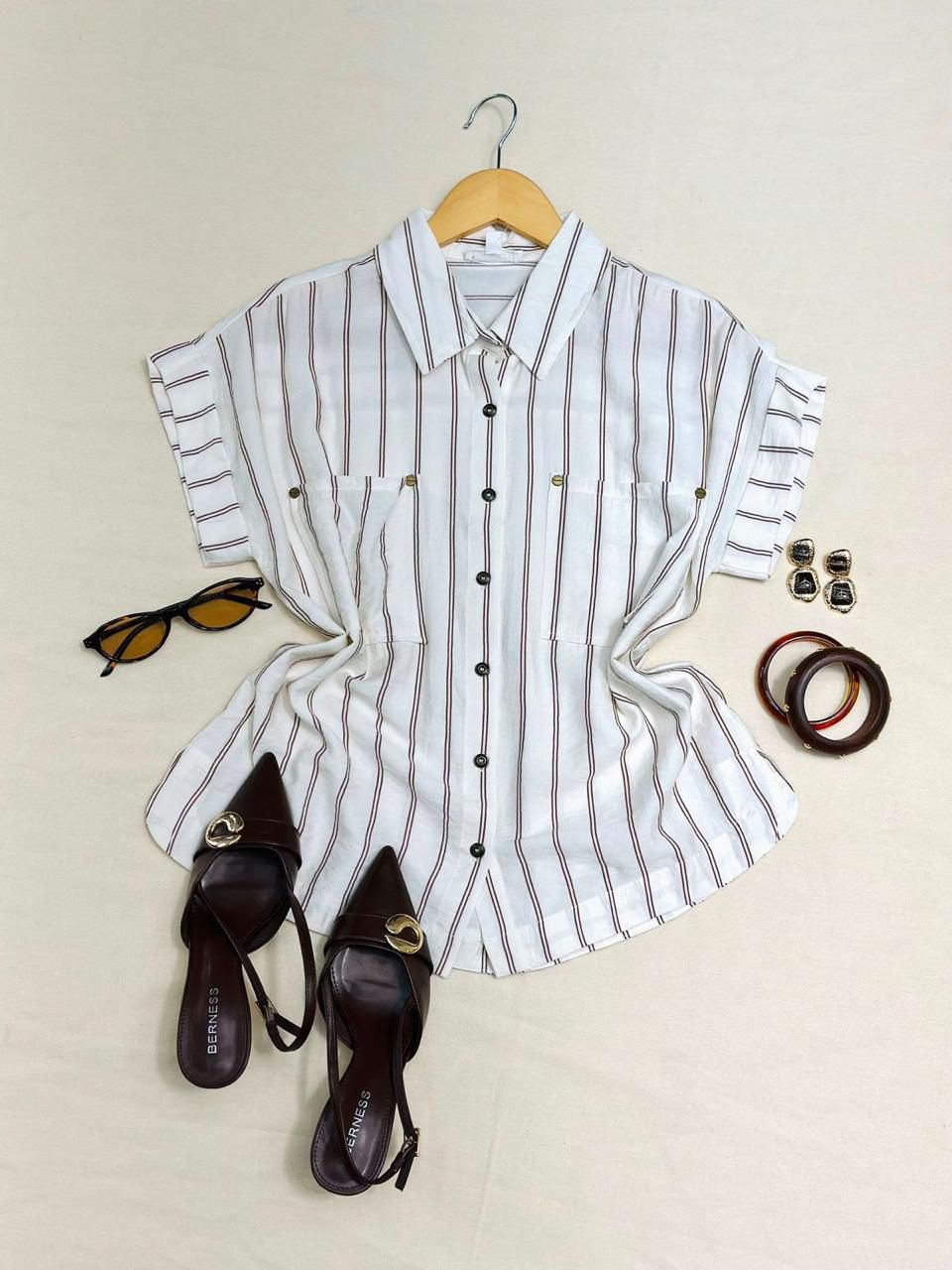 Camisa de Rayas Manga Corta