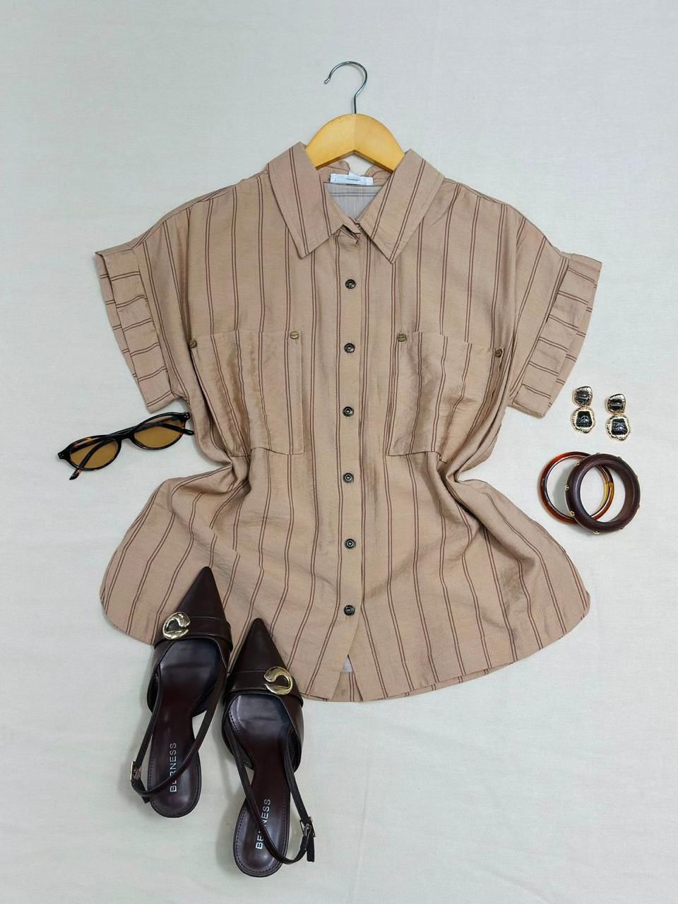 Camisa de Rayas Manga Corta