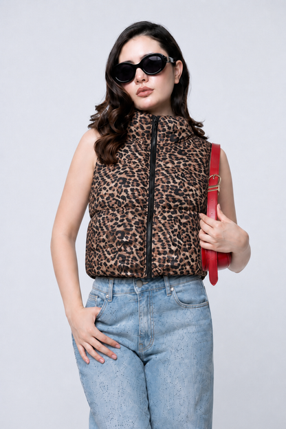 Chaleco Acolchado Animal Print Puffer