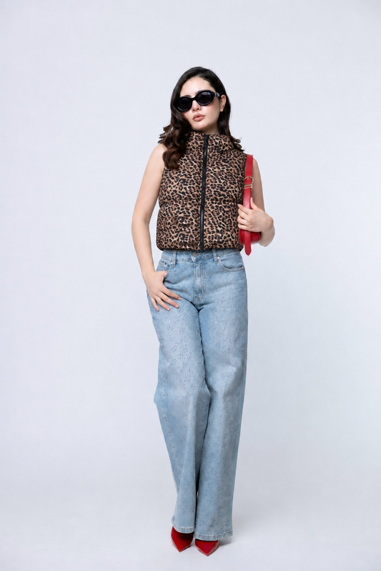 Chaleco Acolchado Animal Print Puffer