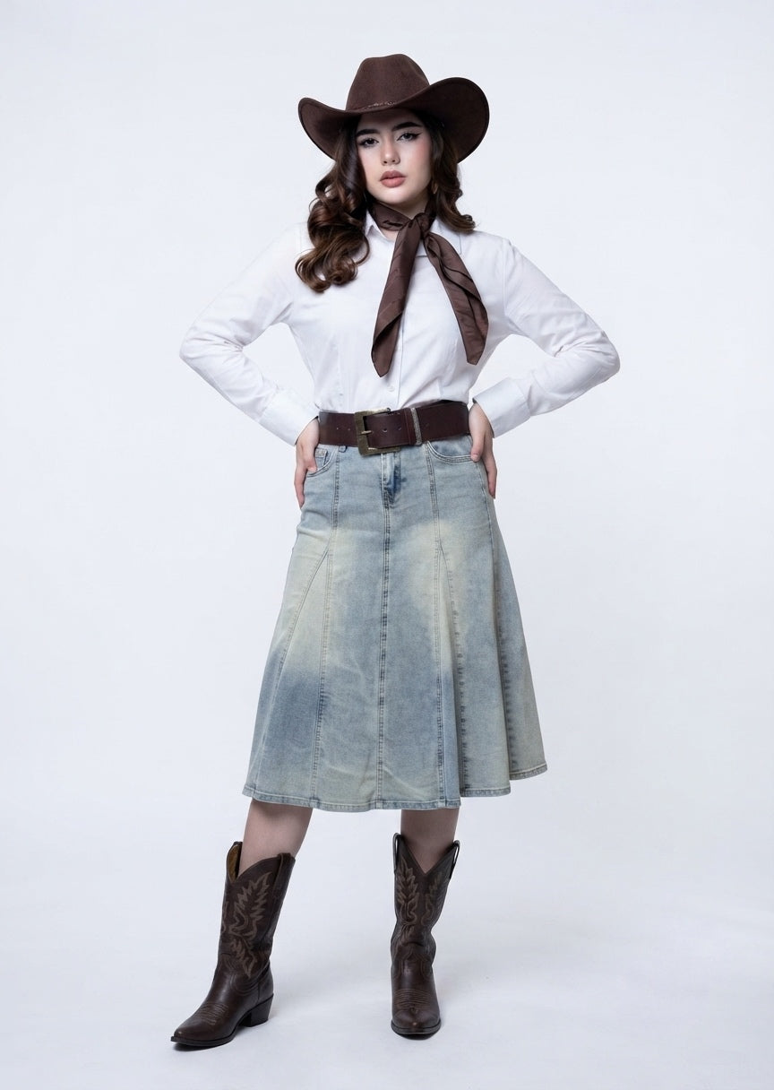 Denim Midi Skirt