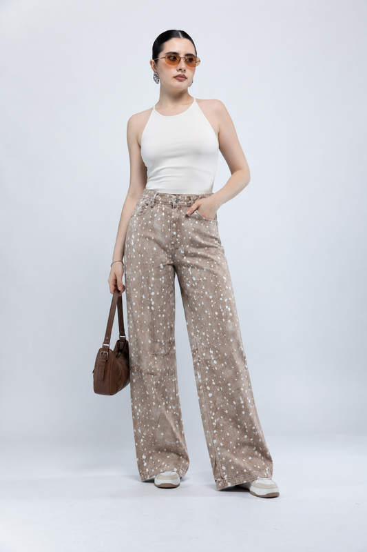 Jean Wide Leg Animal Print