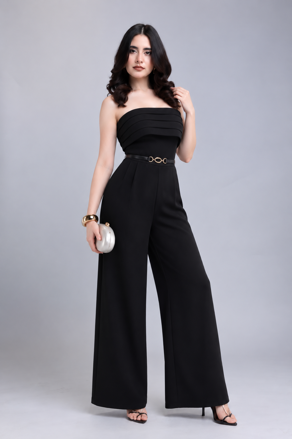 Palazzo Strapless con Cinturón