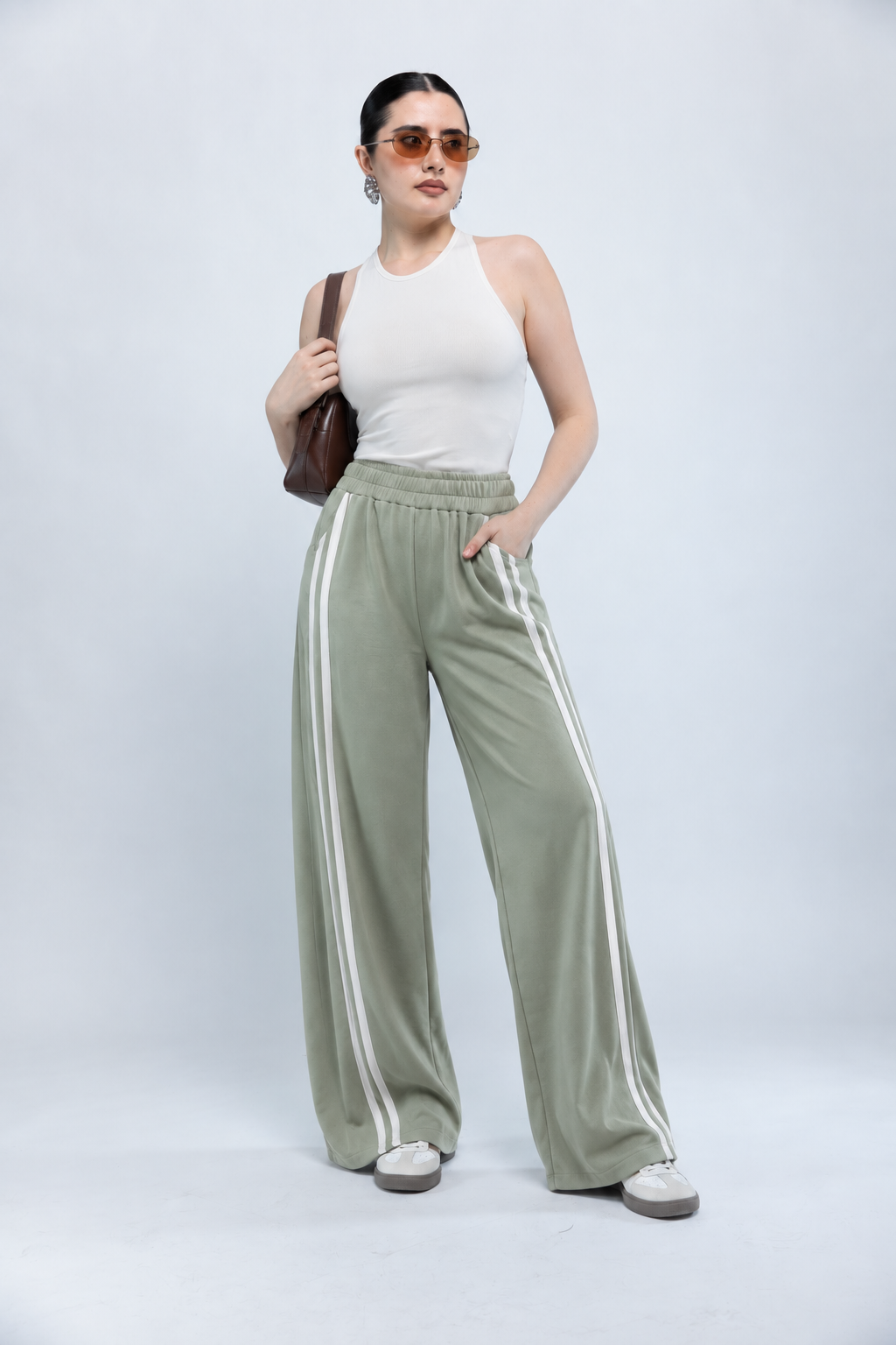 Pants Wide Leg con Franjas Laterales