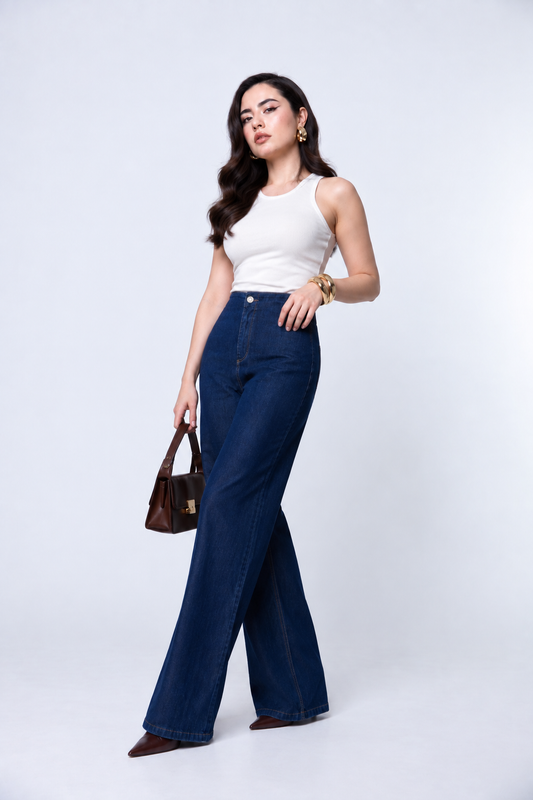 Jeans Wide Leg Azul Índigo