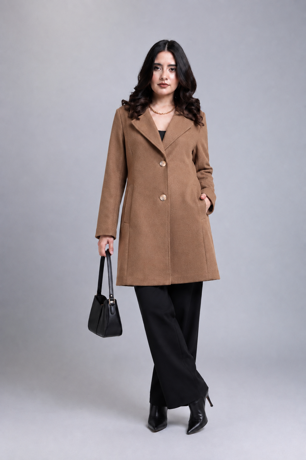 Saco Largo Overcoat Negro Estilo Paño