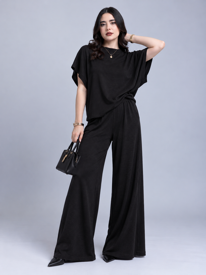 Conjunto de Dos Piezas con Pantalón Palazzo y Blusa Manga Corta