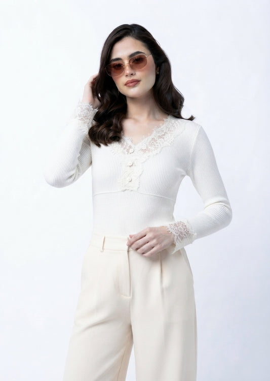 Sweater with Lace Detail