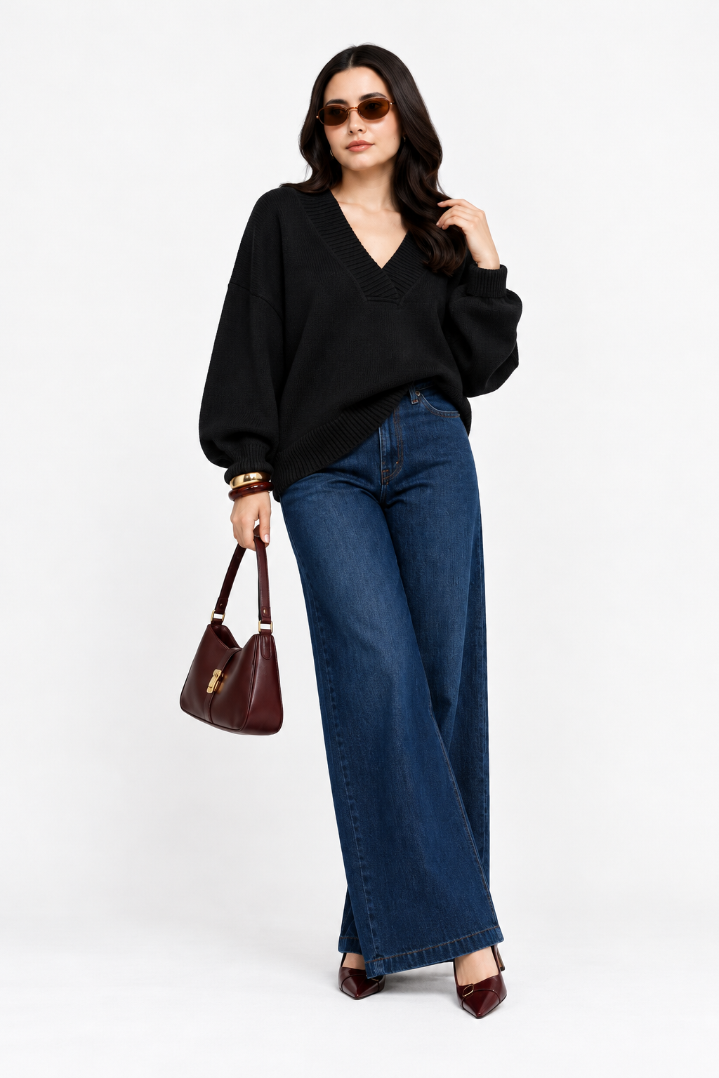 Suéter Oversize con Escote en V