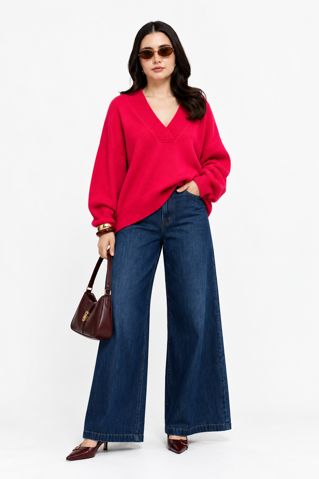 Suéter Oversize con Escote en V