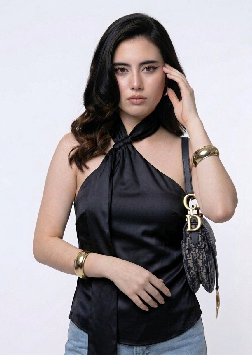 Blusa Satín un Hombro